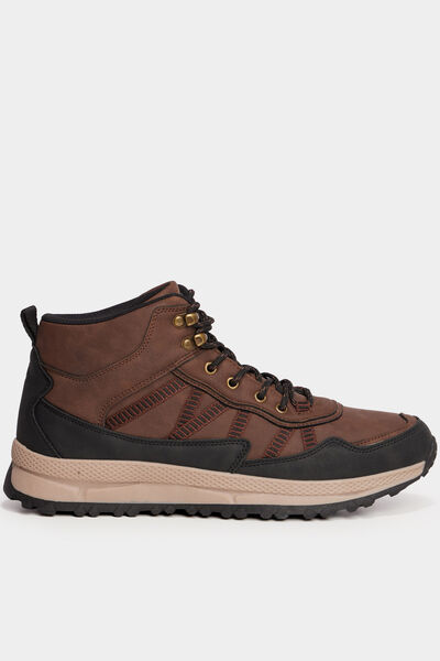 Baskets montantes &agrave; lacets marron cognac homme