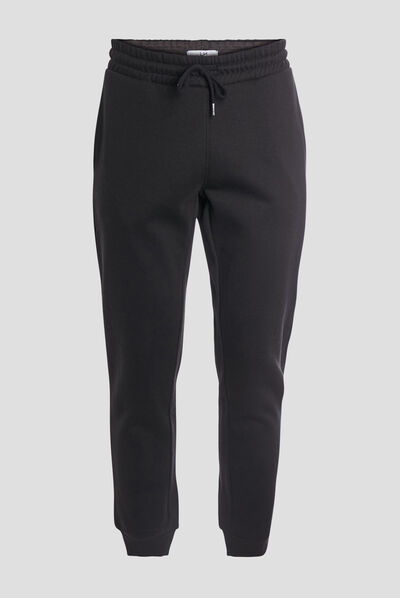 Jogging droit molleton noir homme