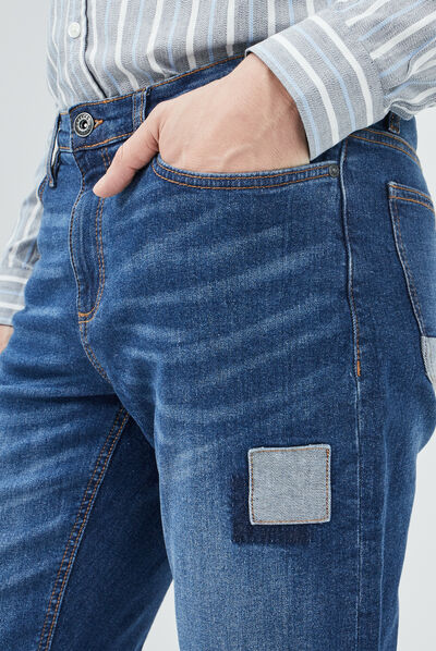 Jeans straight Creeks denim double stone homme