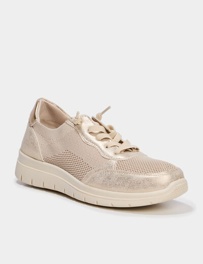 Tennis basses &agrave; lacets pied large sable femme