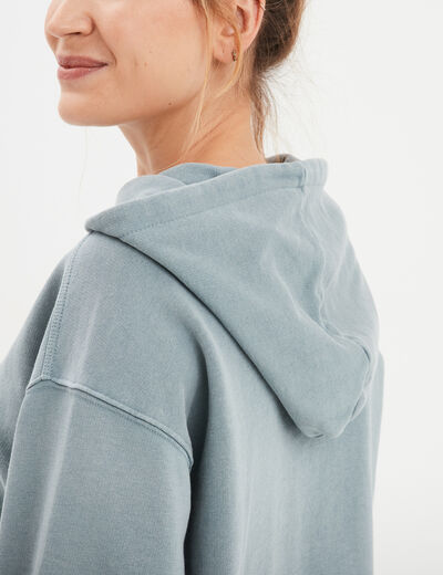 Sweat à capuche hoodie coton gris femme