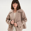 Manteau court double boutonnage beige femme