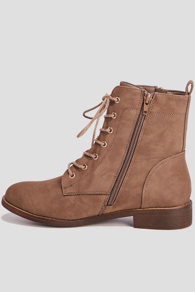 Bottines avec détails zippés taupe femme