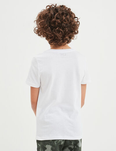 T-shirt printé col rond manches courtes blanc garçon