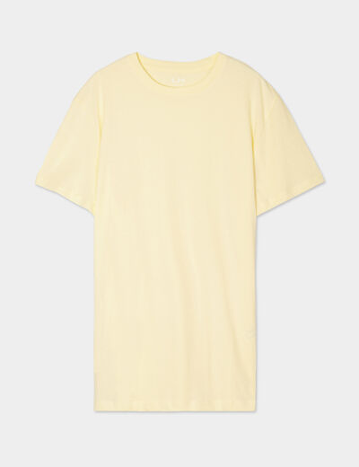 T-shirt droit en coton manches courtes jaune clair homme