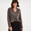 Blouse manches longues col tunisien terracotta femme