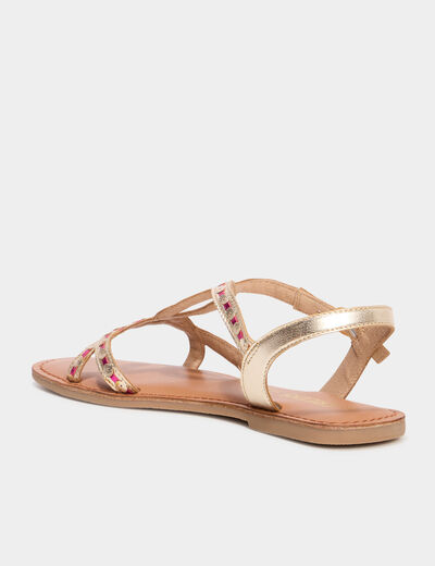 Sandales plates en cuir multicolore femme