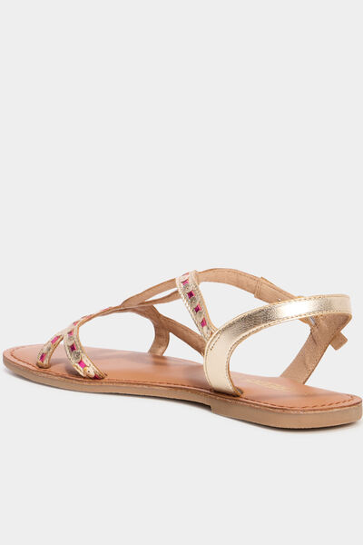 Sandales plates en cuir multicolore femme
