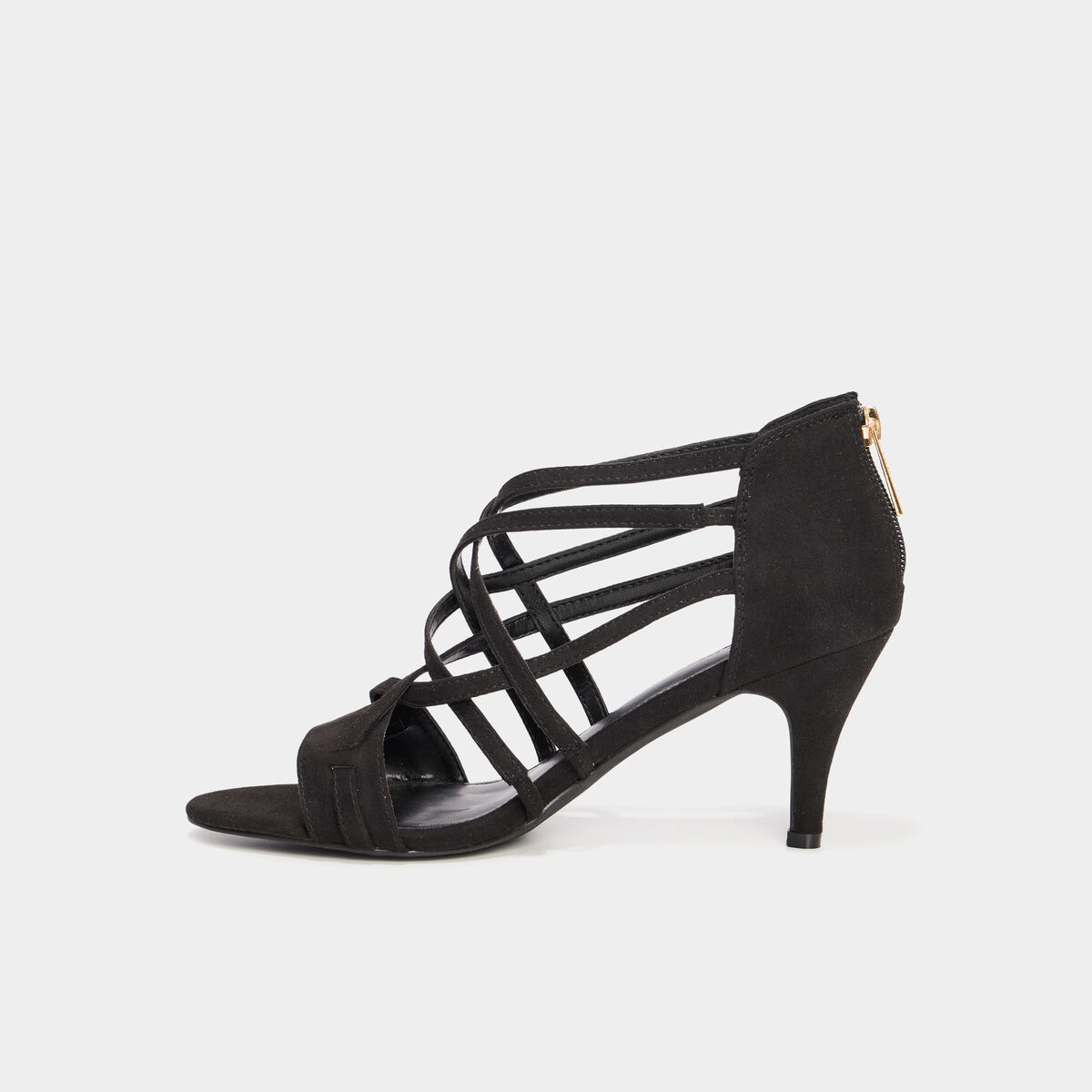 Sandales &agrave; talons 8 cm noir femme