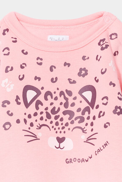 Sweat manches longues épaule boutonnée rose bébé fille