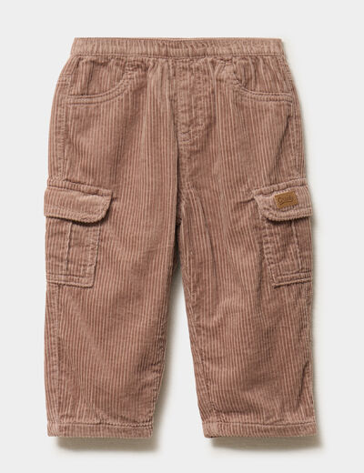 Pantalon effet velours c&ocirc;tel&eacute; taupe b&eacute;b&eacute; gar&ccedil;on