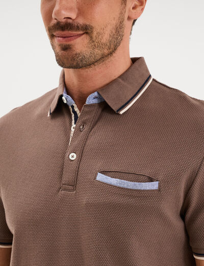 Polo piqu&eacute; manches courtes coton gris fonc&eacute; homme