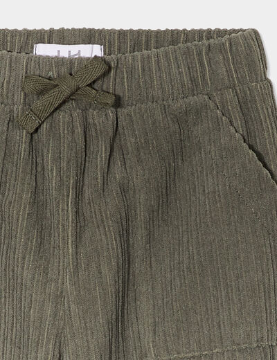 Pantalon jogging aspect velours vert kaki bébé garçon