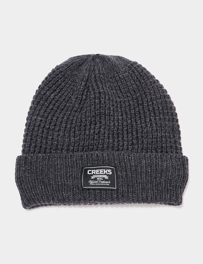Bonnet tricot&eacute; gris fonc&eacute; homme