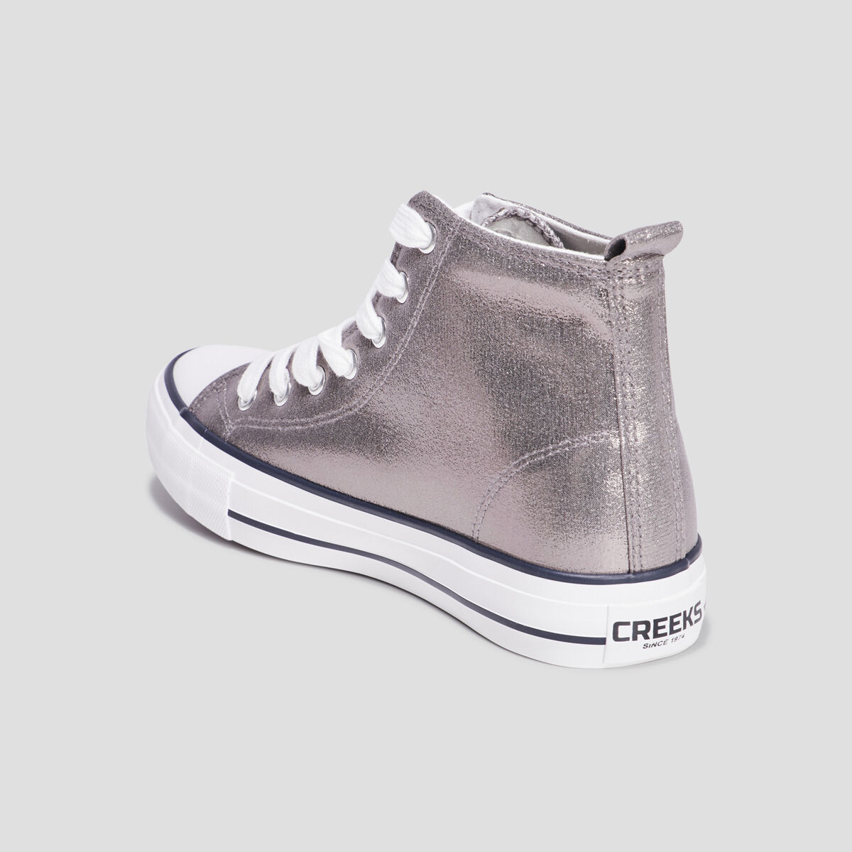 Tennis montantes &agrave; lacets Creeks gris argent femme
