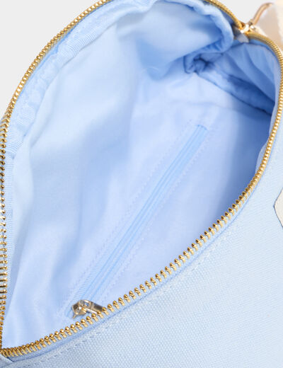 Sac banane bandouli&egrave;re en toile canvas bleu gris femme