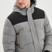 Doudoune mi-longue à capuche fourrure gris homme