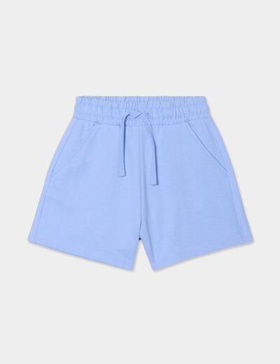 Short de jogging taille élastiquée bleu clair fille