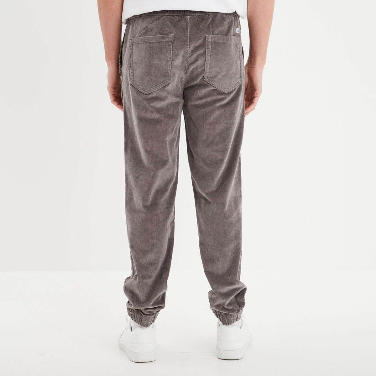 Pantalon de jogging velours côtelé gris clair homme