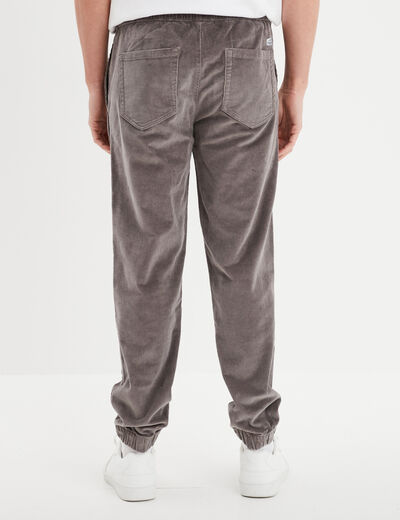 Pantalon de jogging velours côtelé gris clair homme