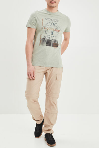 Pantalon short 2-en-1 cargo ceinturé sable homme