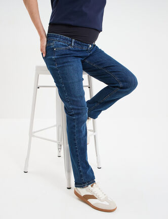 Jeans grossesse droit avec bandeau denim stone femme maternit&eacute;