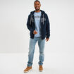 Sweat zippé à capuche doublé bleu marine homme