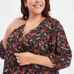 Robe évasée col cache-coeur manches 3/4 bordeaux femme grande taille
