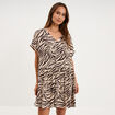 Robe courte fluide manches courtes beige clair femme