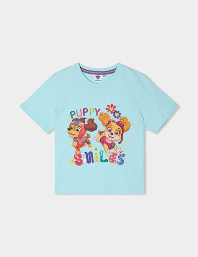 T-shirt manches courtes Pat Patrouille vert turquoise fille