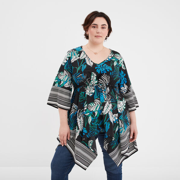 Tunique droite asymétrique noir femme grande taille