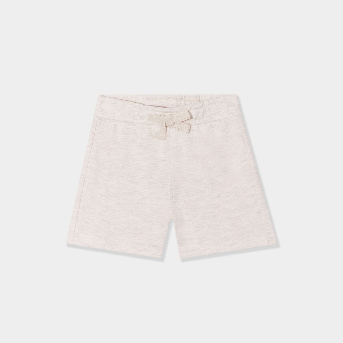 Short avec noeud taille élastiquée coton beige bébé garçon