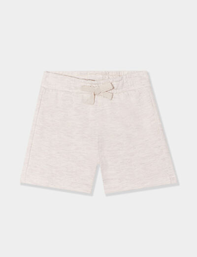 Short avec noeud taille élastiquée coton beige bébé garçon