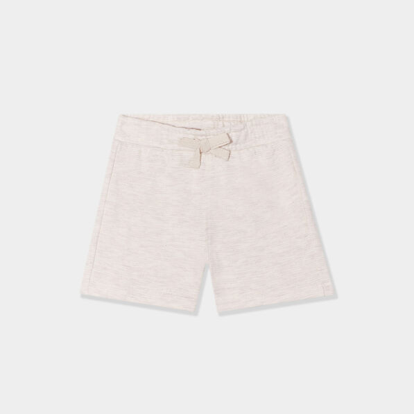 Short avec noeud taille élastiquée coton beige bébé garçon