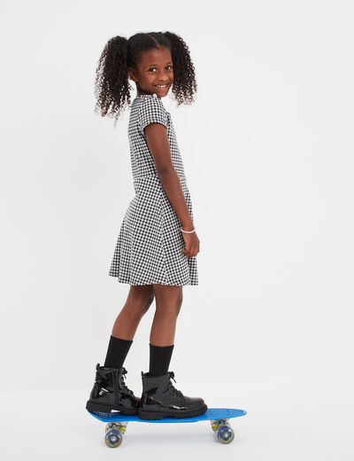 Robe patineuse manches courtes ecru fille