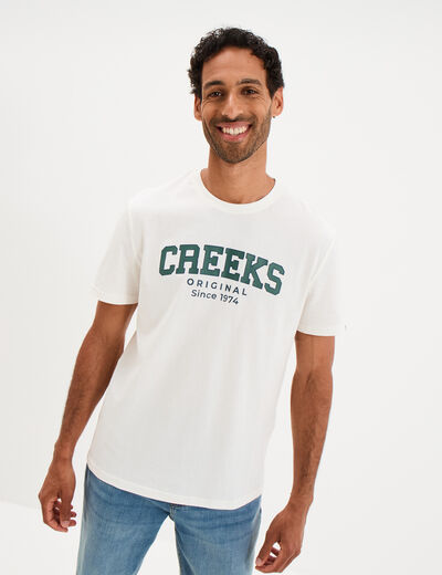 T-shirt droit manches courtes coton blanc homme