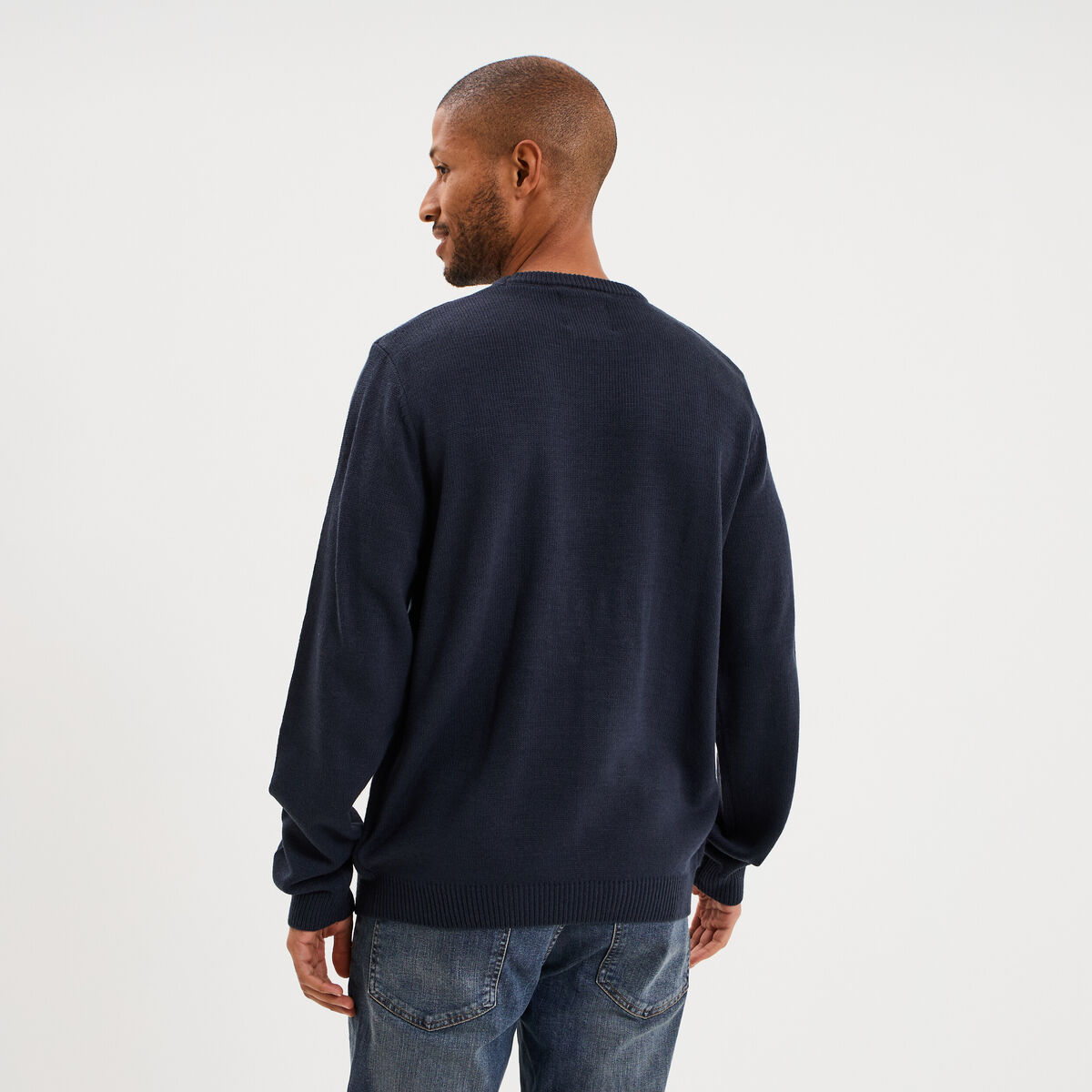 Pull de No&euml;l manches longues bleu marine homme