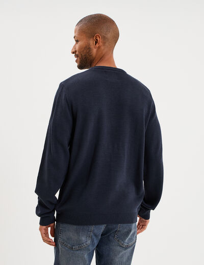 Pull de No&euml;l manches longues bleu marine homme