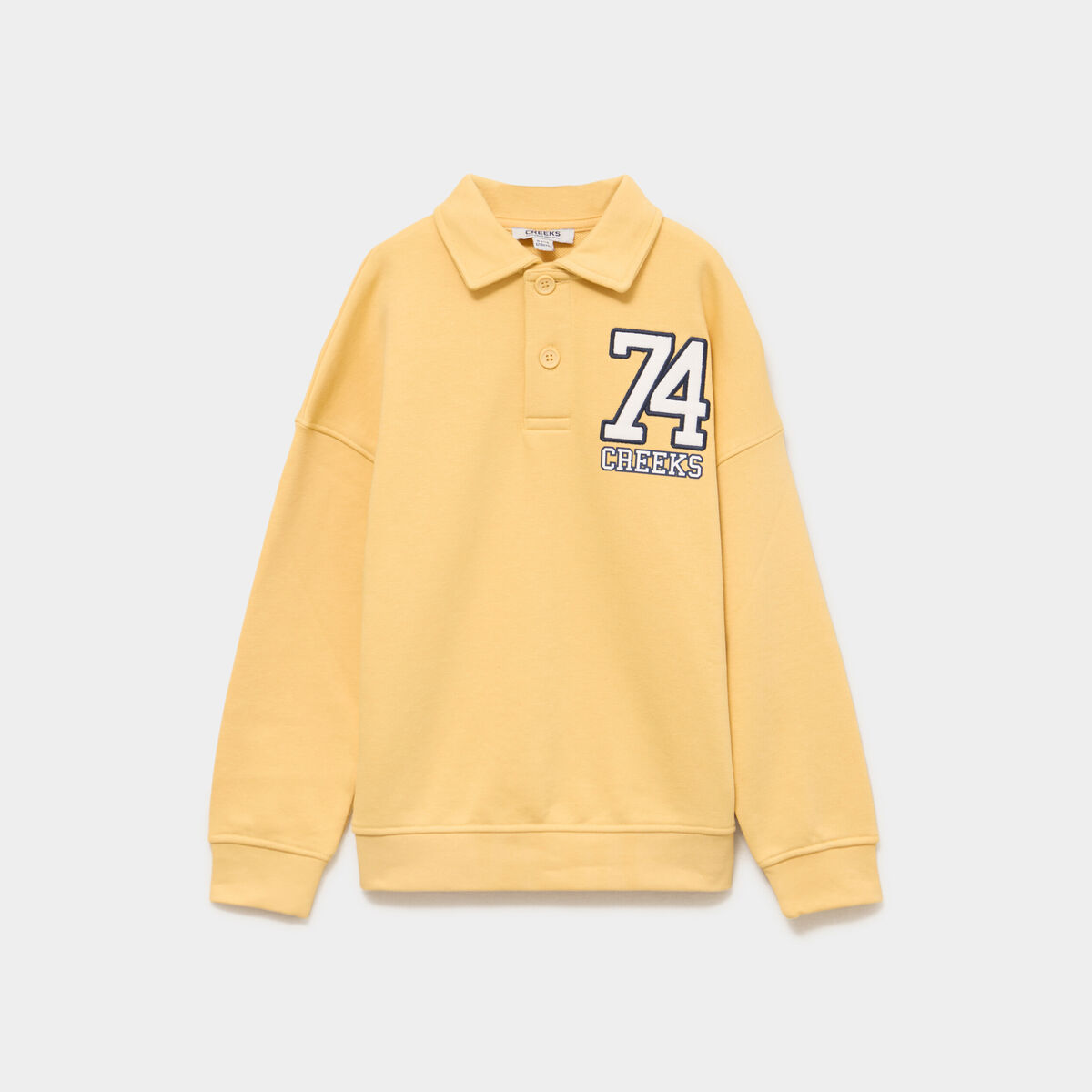 Sweat col polo manches longues jaune gar&ccedil;on