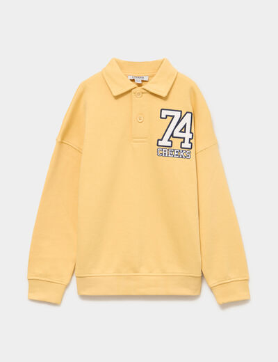 Sweat col polo manches longues jaune gar&ccedil;on