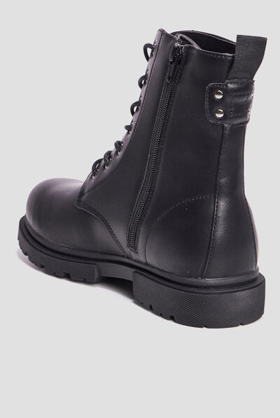 Boots zippées à lacets noir femme