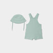 Ensemble salopette maille et bob coton vert clair b&eacute;b&eacute;