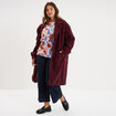 Manteau long boutonn&eacute; violet fonc&eacute; femme grande taille
