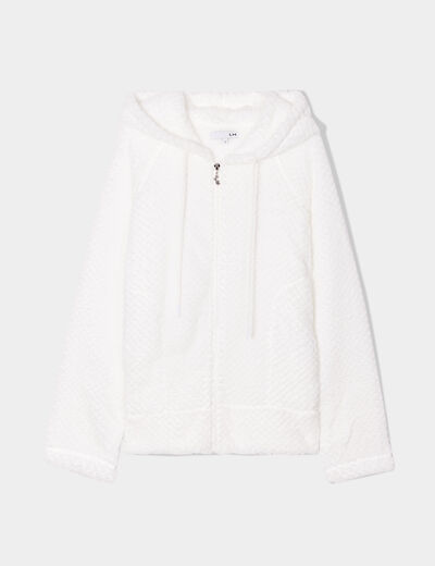 Veste de pyjama effet polaire ivoire femme