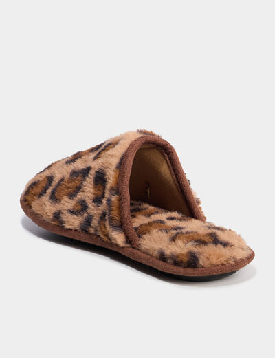 Chaussons mules fausse fourrure noir femme