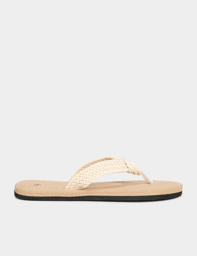Tongs de plage détails tressés sable femme