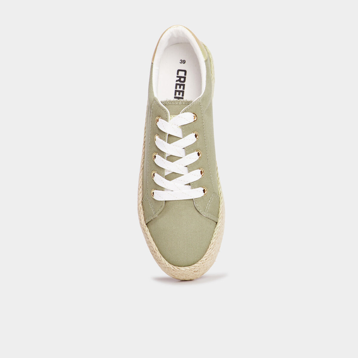 Tennis basses toile plateformes vert kaki femme