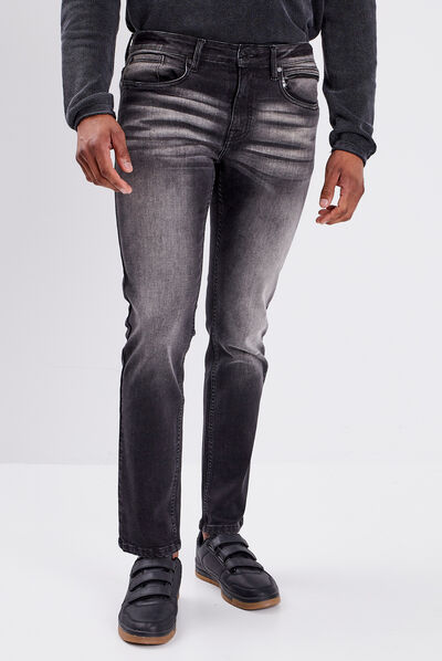 Jeans straight denim noir homme