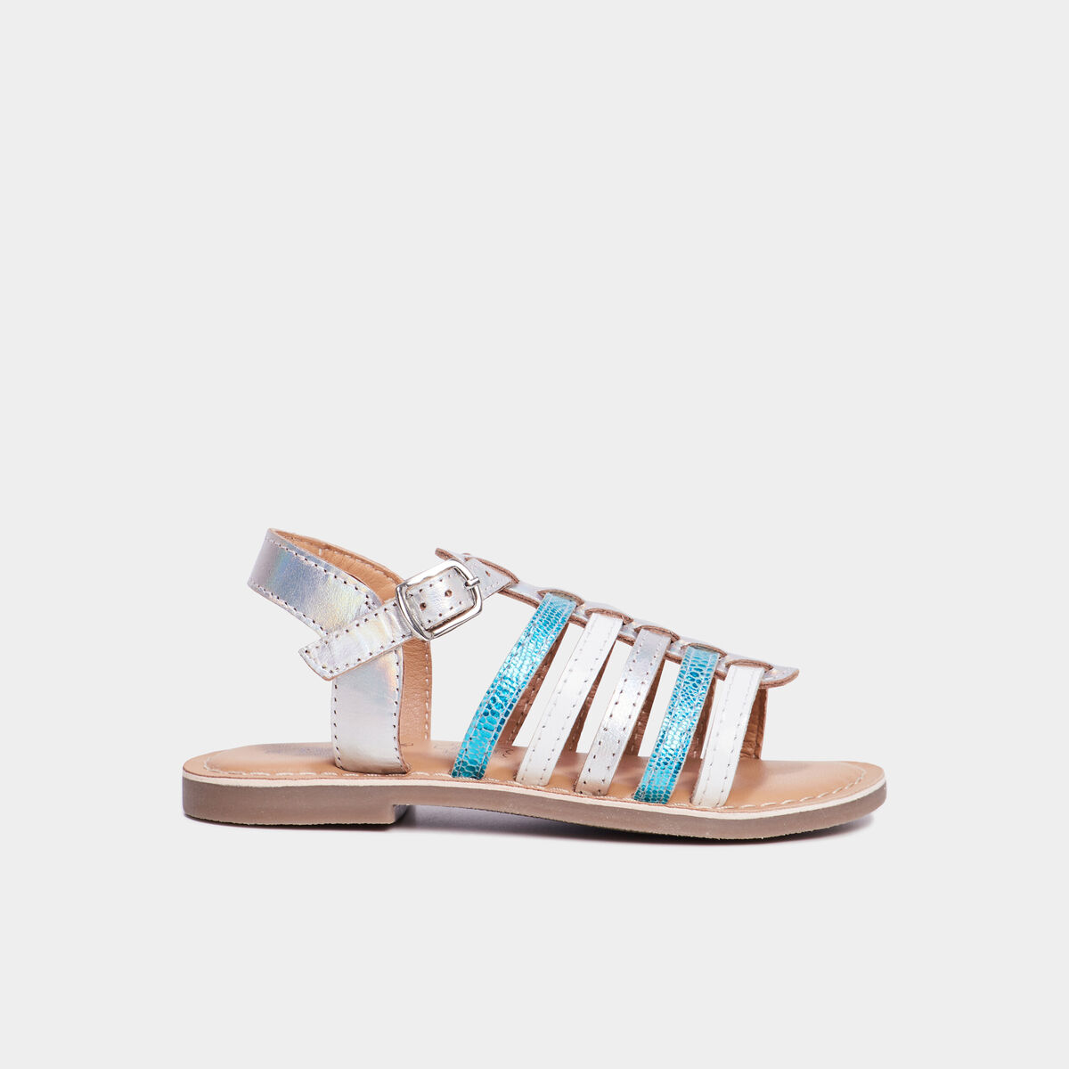 Sandales brides iris&eacute;es en cuir Creeks bleu fille