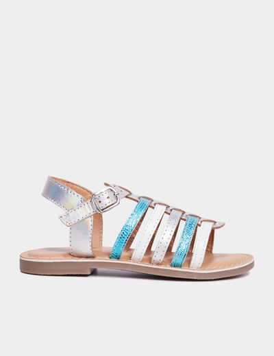 Sandales brides irisées en cuir Creeks bleu fille